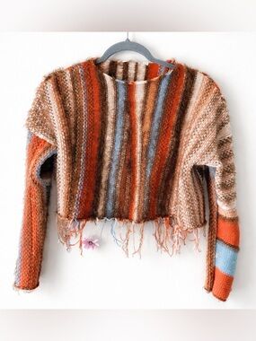 Altar'd State Boho Striped Cropped Sweater
